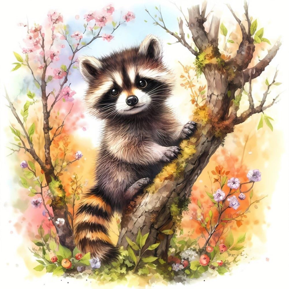 Anuver Raccoon Diamond Painting Kits for 12 inches by 12 inches, Multicolor