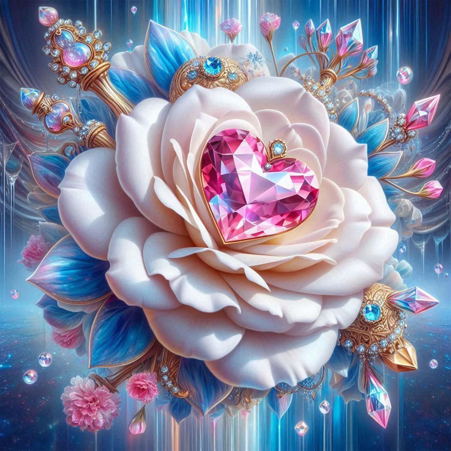 Diamond Painting Kits for Adults Flower, Round Gem Art Kits for Beginner, 5D Q