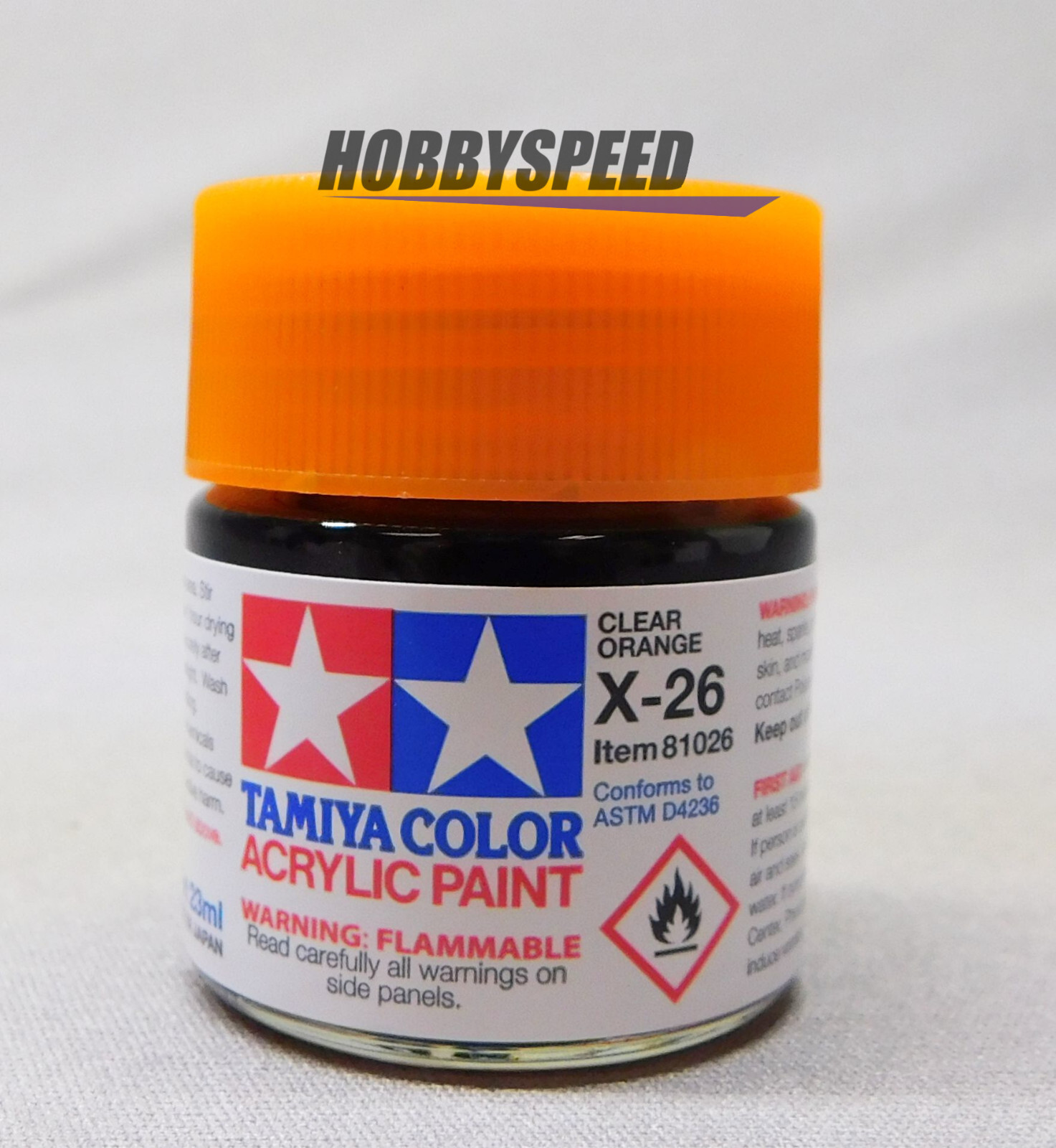 TAMIYA X-26 ACRYLIC PAINT CLEAR ORANGE GLOSS 23ml bottle model TAM81026 NEW