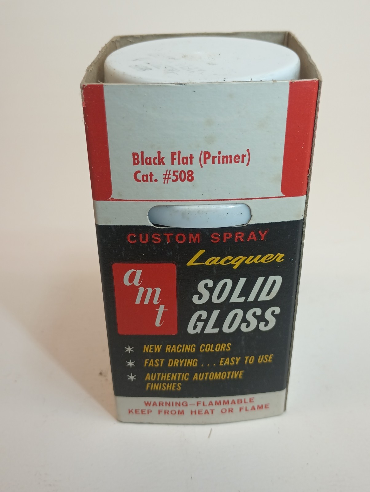 Vintage AMT Solid Gloss Model Paint Flat Black Primer #508 New Read