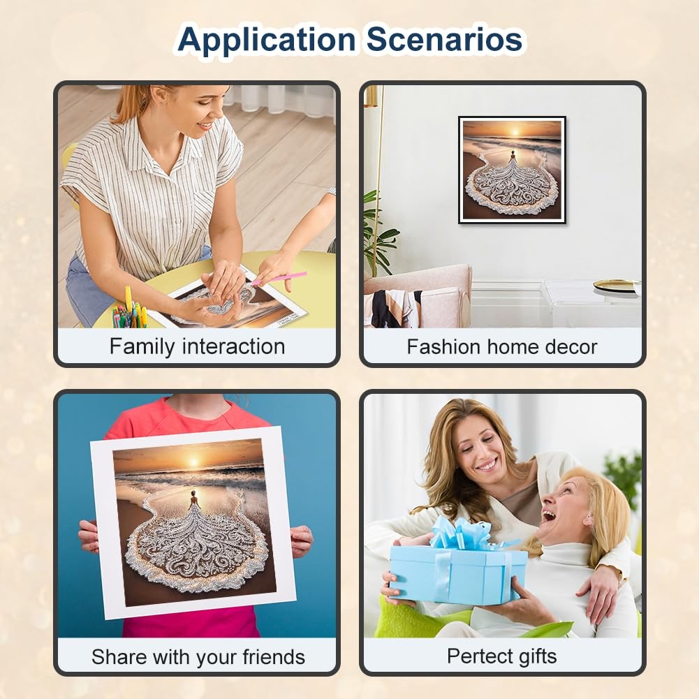 Lady Diamond Painting Kit for Adults 12 x 12 Inch 5D DIY