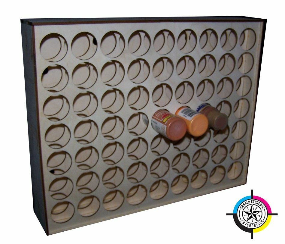 Wood Paint Bottle Rack Organizer for 2oz Craft Paints Wall Mountable – 63 Bottle