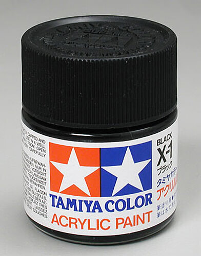 Tamiya Acrylic X1 Gloss Black 3/4 oz Paint Jar 81001