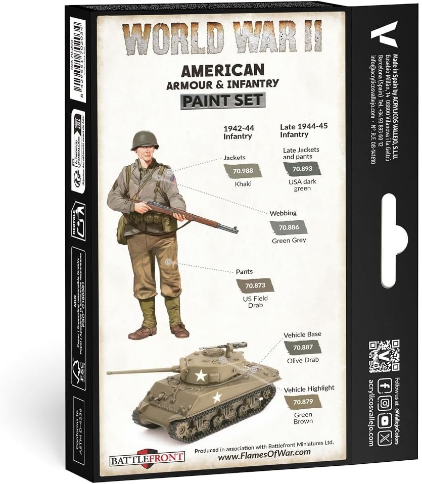 WWII American Armour & Infantry Model Color Paint Set | Historic Military Sh…