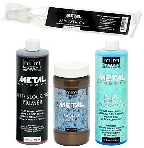 Metal Effects Bronze Paint & Blue Patina Kit – 16oz – DIY Home Decor Finish