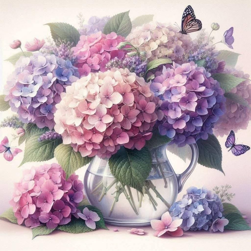 Hydrangea Flower Diamond Painting Kits for Adults – 5D Round Full Drill Diamond