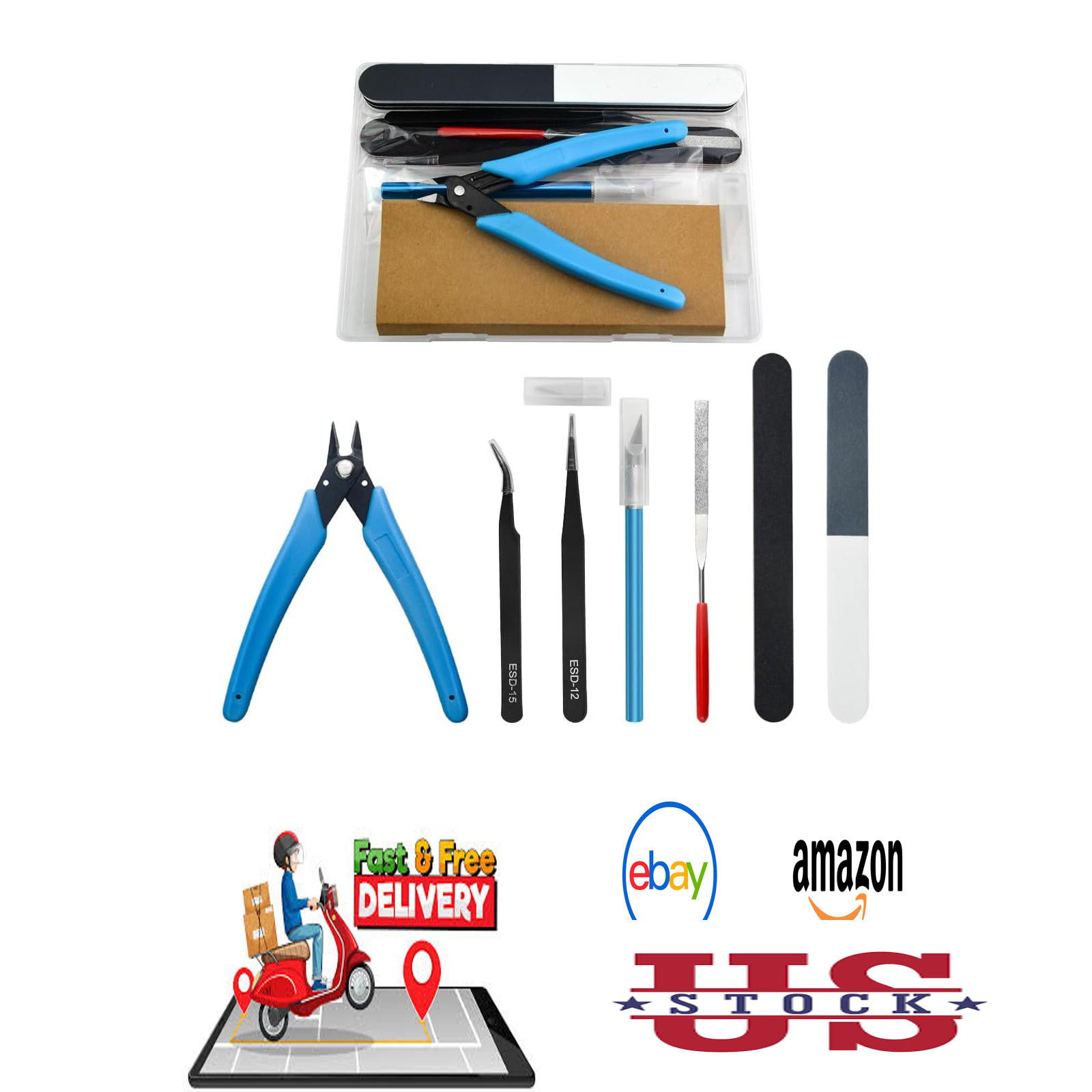 Modeling Tools Kit 8 Pieces Hobby Craft Repair Set for Gundam Car Building and