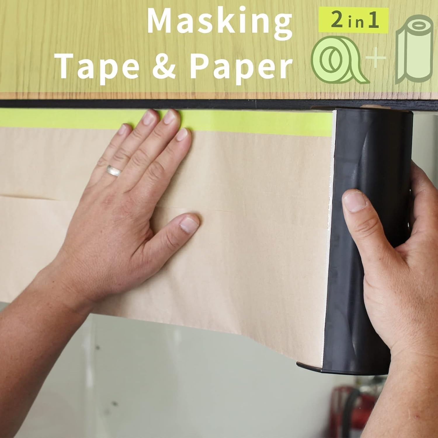 Masking Paper 12 Inch x 50 Feet Pre-Taped Painter Masking Tape for Auto Body