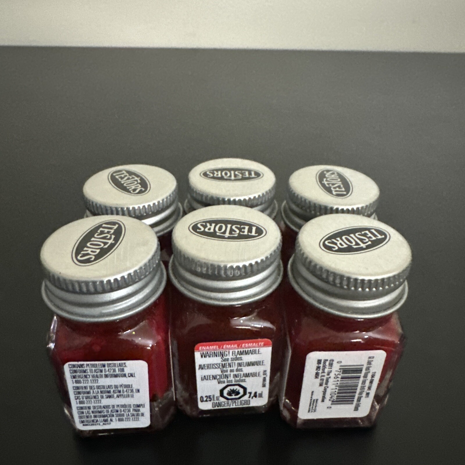 6 Pack TESTORS PAINT GLOSSY DARK RED ENAMEL 1/4oz JAR TES1104