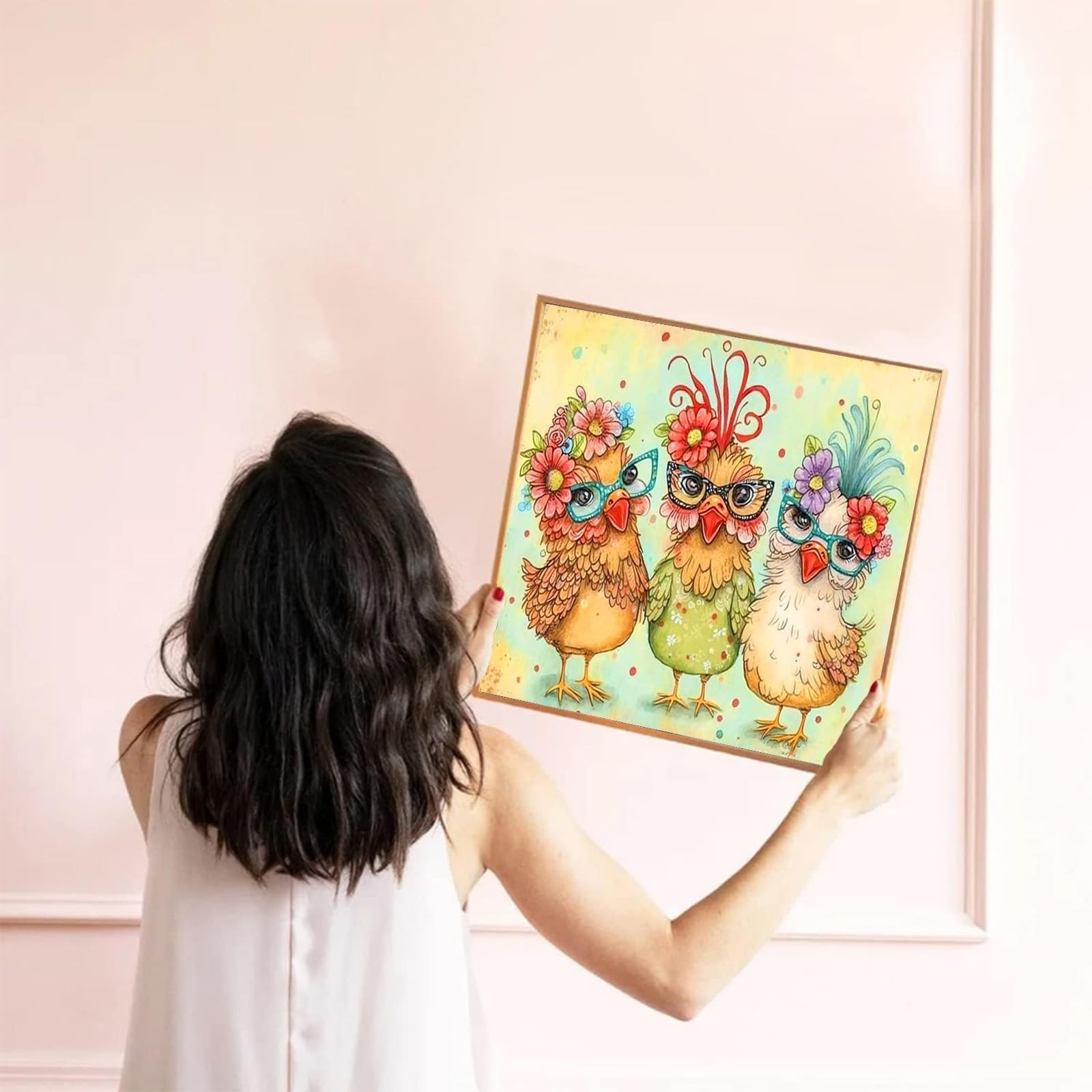 Chicken Diamond Painting Kits for Adults,DIY Chickens Diamond Art Kits for Begin