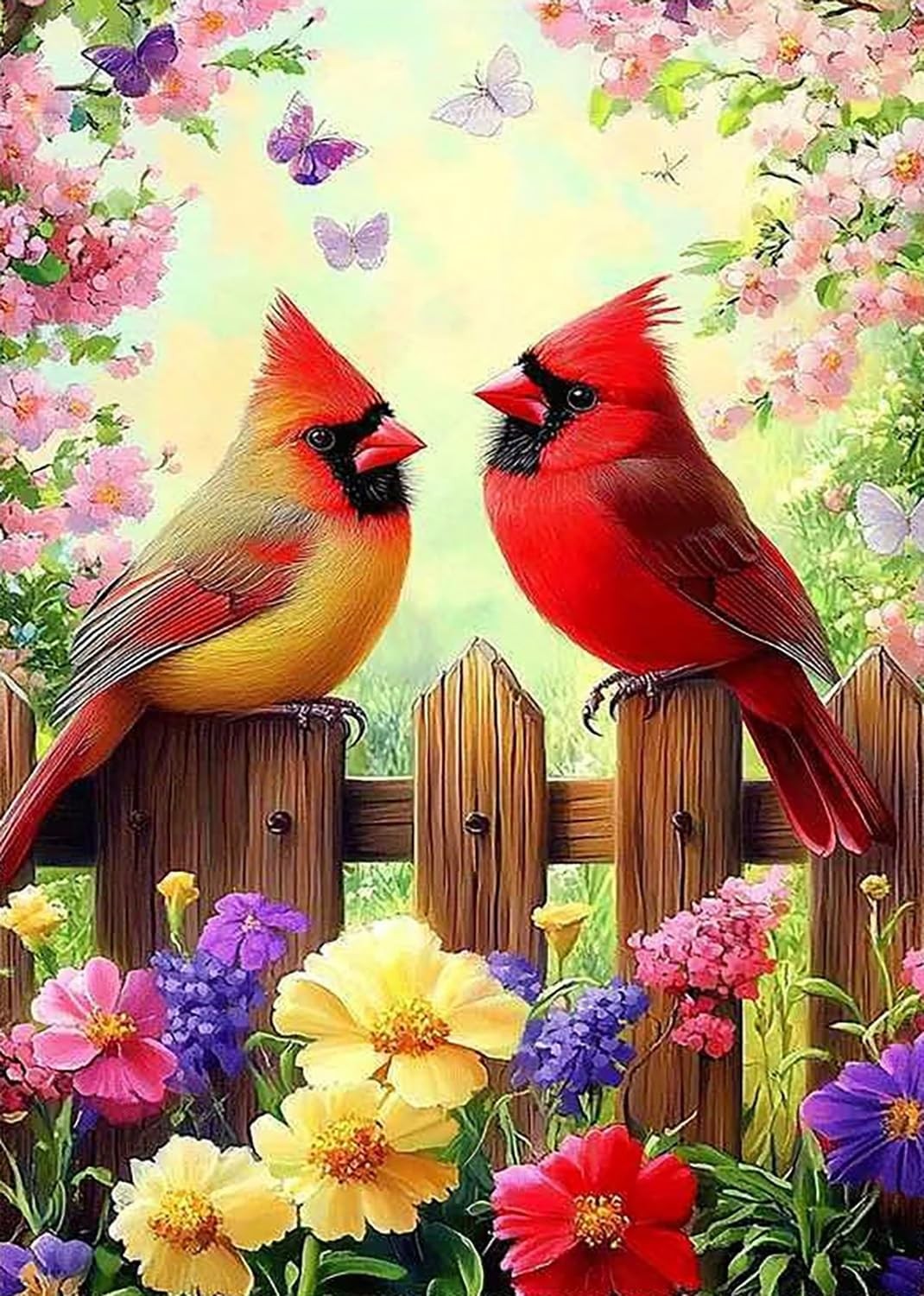 Cardinal Bird Flower Diamond Art Painting Kits for Adults, Diamond Painting Kits