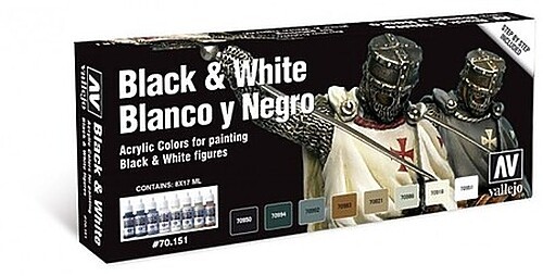 Vallejo Black and White Color Paint Set (8 Colors) – Hobby and Model Paint Set