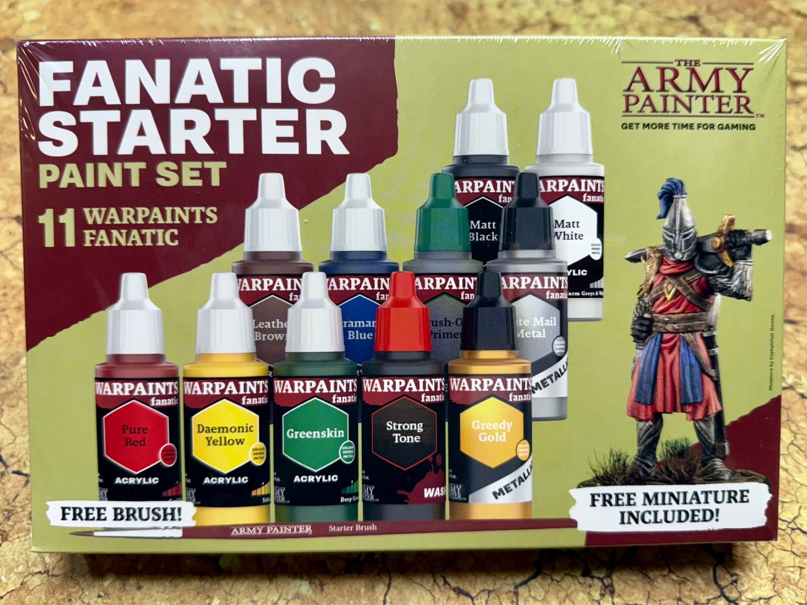 Army Painter Warpaint Fanatic Starter Paint Set 11 Paints Brush Miniature NIB