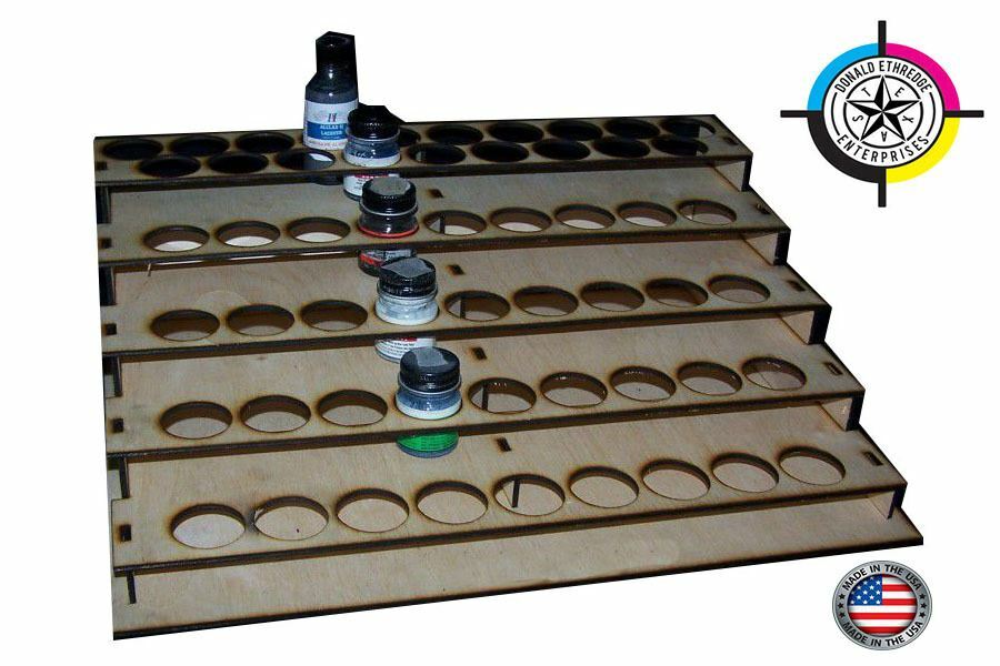 Wood Paint Bottle Rack Organizer for AK Paint – 45 Bottle Version
