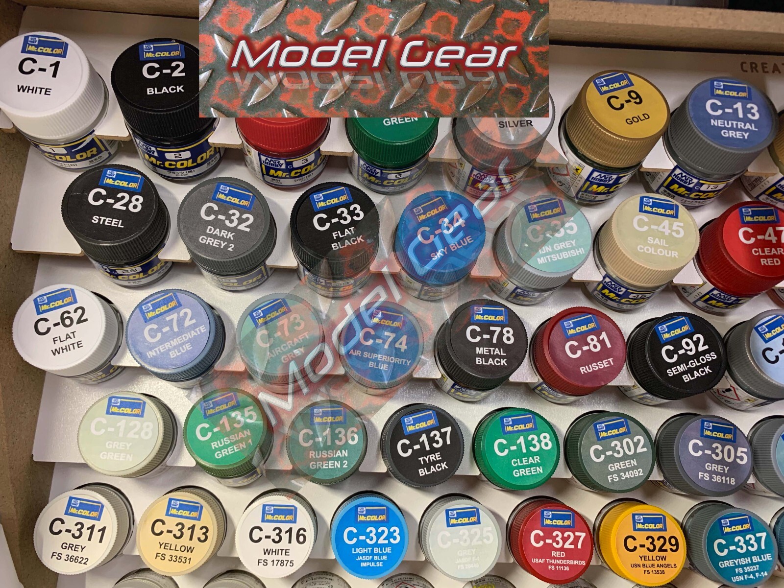 Mr Color Lacquer Paint C-Series Full Set 10ml Paint Pot Top Self Adhesive Labels