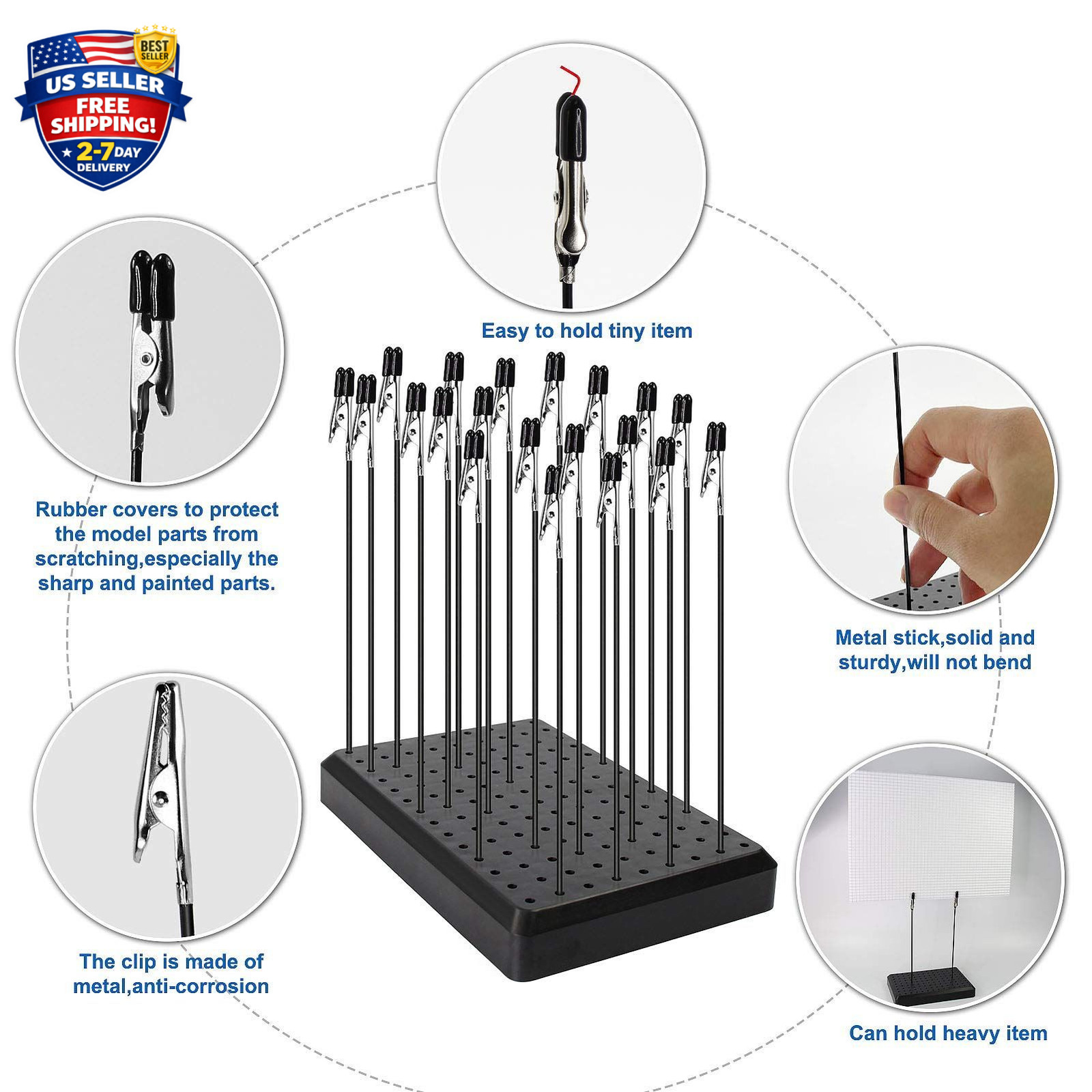 1PC Painting Stand Base and 20PCS Alligator Clip Stick Set Modeling Tools for Ai