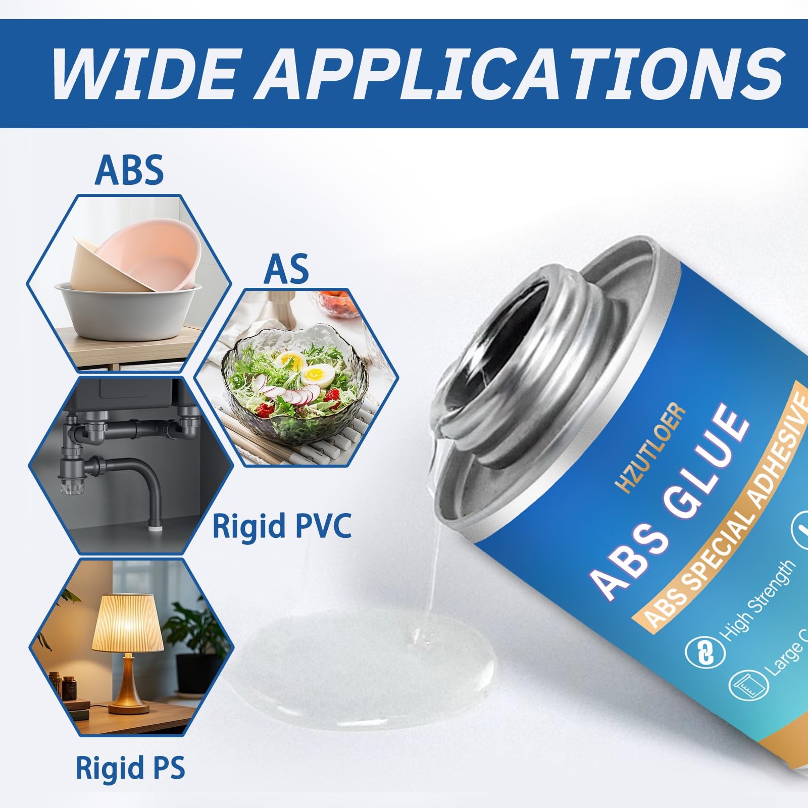 ABS Super Glue 120ML,Clear Strong Adhesive with Built-in Brush,Waterproof Hea…