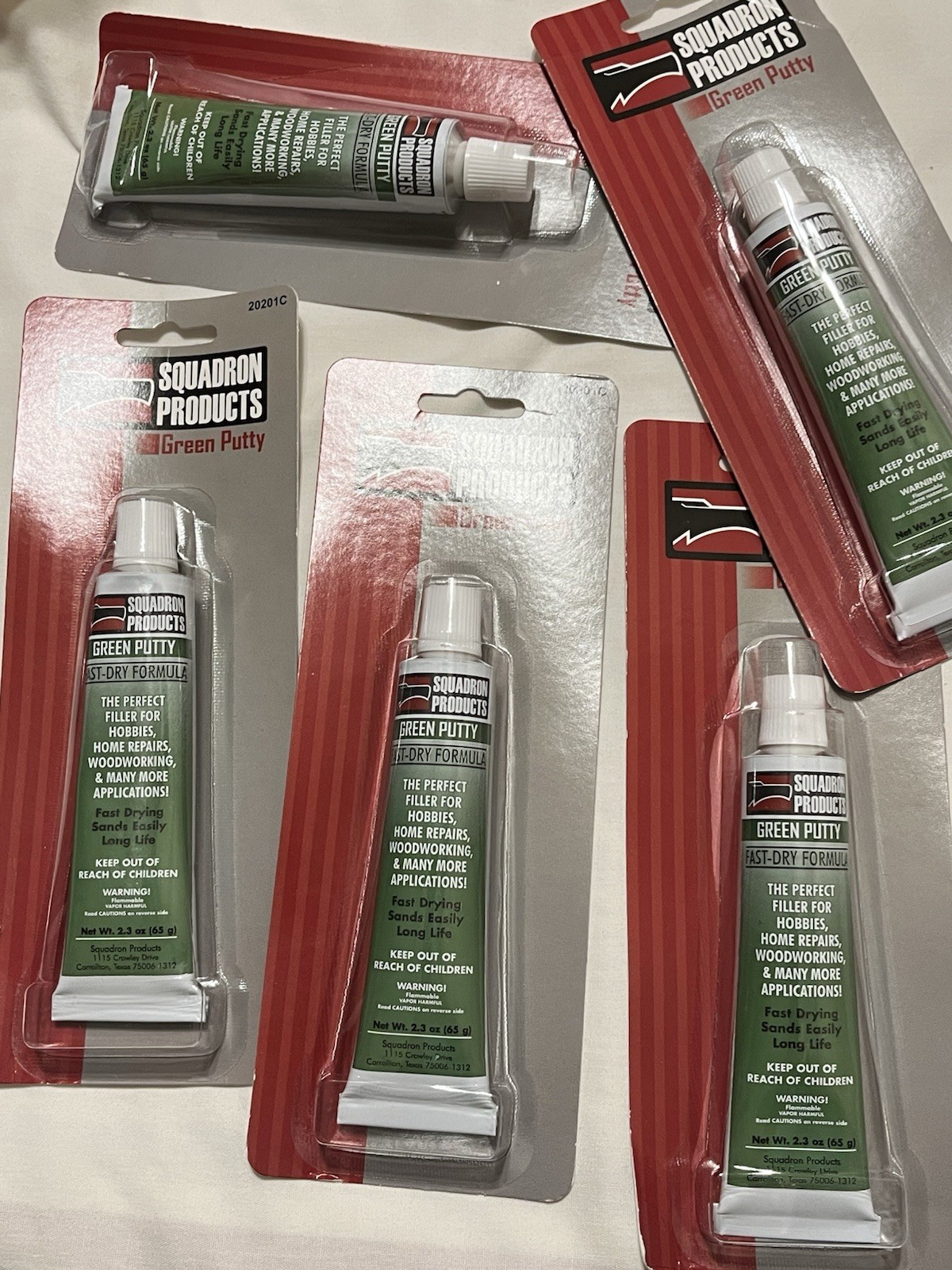 Squadron Products 20201C Green Putty Fast Dry Formula 2.3 oz NEW Lot Of 5