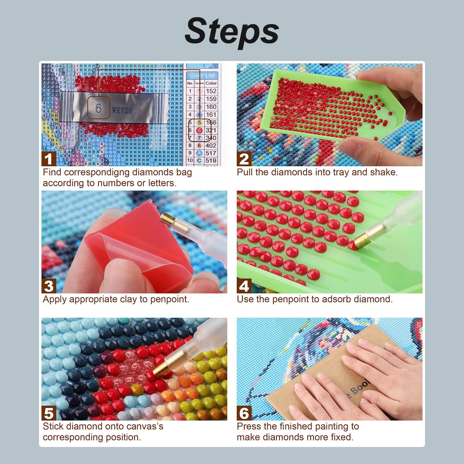 Stalente Diamond Painting Kits for Adults, Cardinal 30cm x 30cm, White, Red