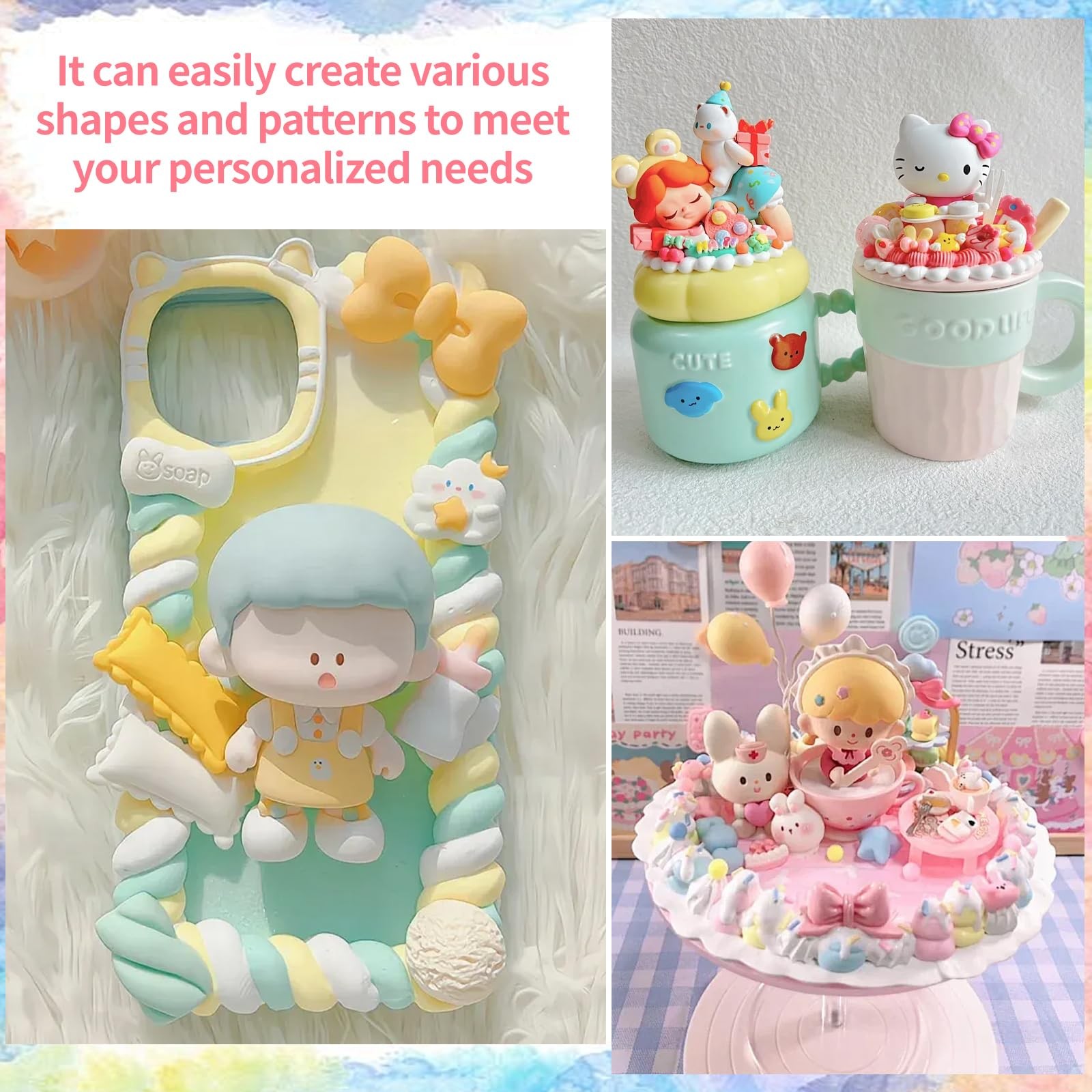 10 Colors 3.5 Oz Decoden Cream Kit, Fake Whipped Cream Glue Clay, Decoden Cas…