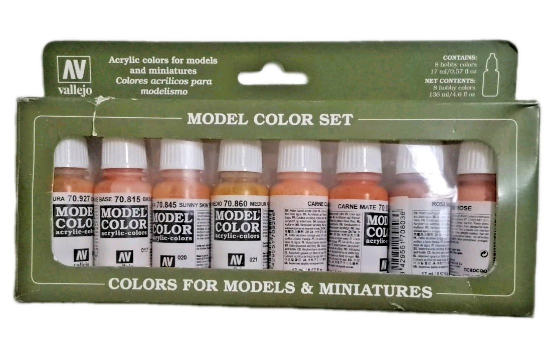 Vallejo 70124 Model Color Set of 8 Acrylic Paint Face & Skin Tones 0.57 Fl Oz Ea