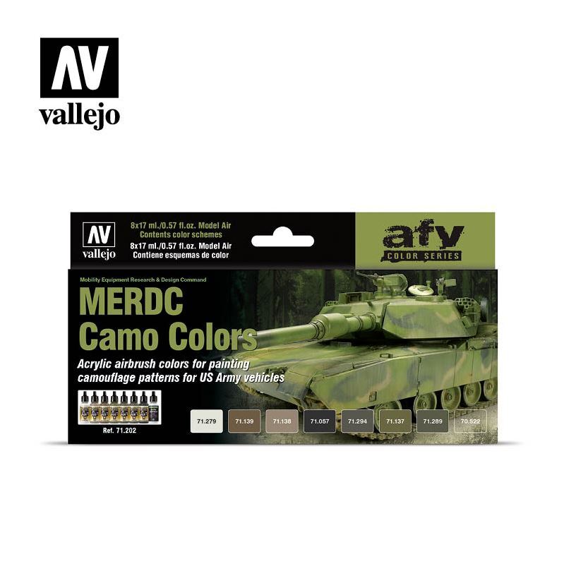 Vallejo 71202 MERDC Camouflage Colors Set of 8 Model Air Paints