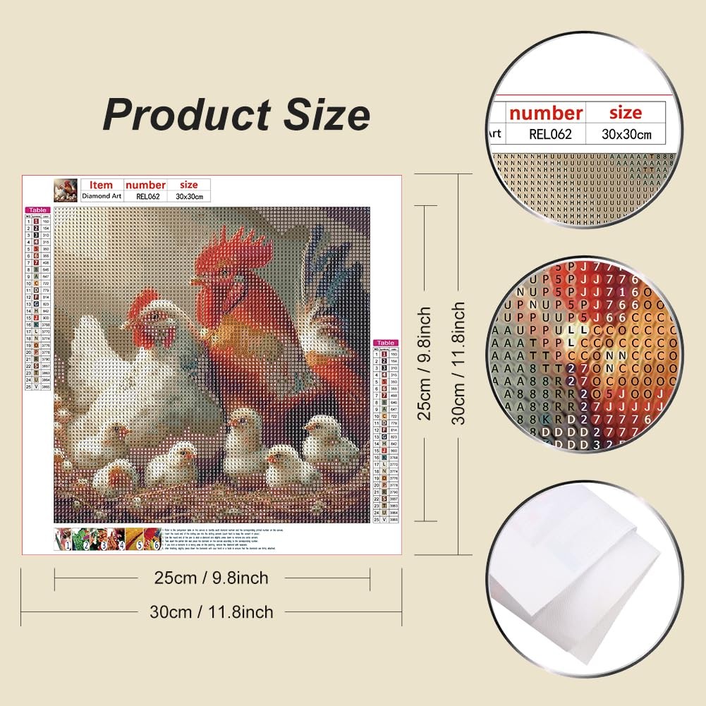 Chicken Diamond Painting Kits for Adults, Hen 5D Full Drill Diamond Art Kits g