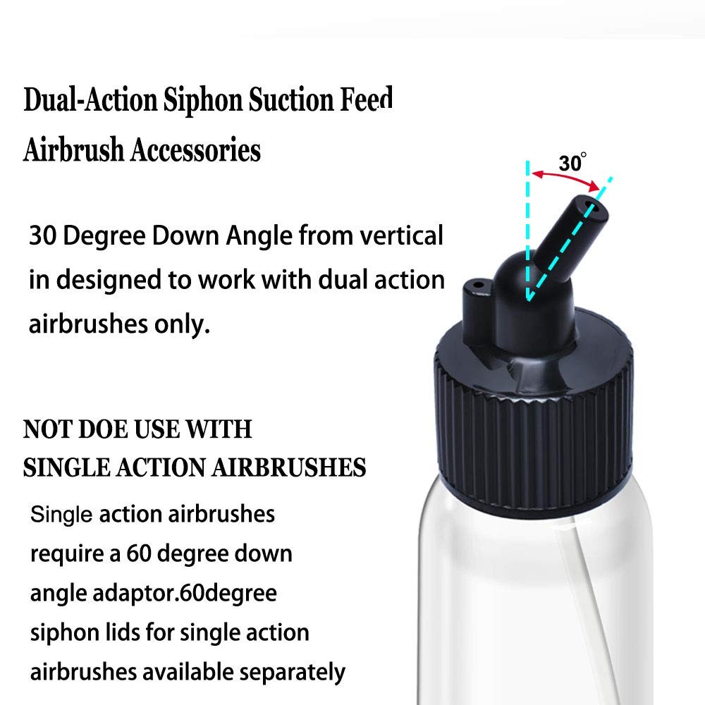 10pcs Airbrush Siphon Feed Jar, 1.07 Ounce(30CC) Plastic Airbrush Bottles Jar…