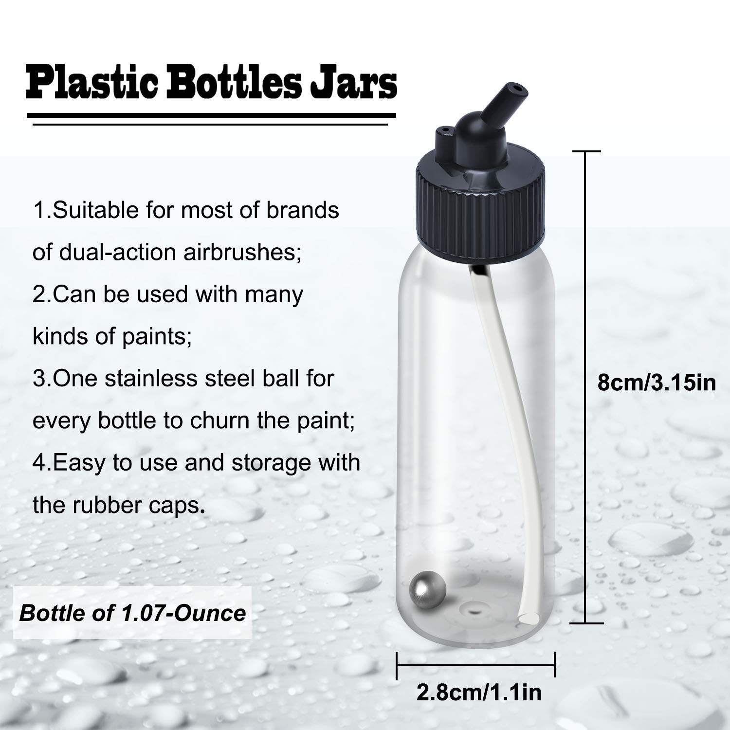 10pcs Airbrush Siphon Feed Jar, 1.07 Ounce(30CC) Plastic Airbrush Bottles Jar…