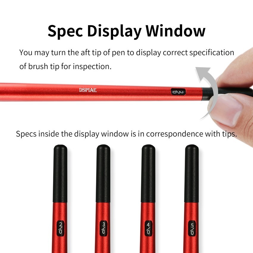 DSPIAE: Fine Brushes – Interchangeable Tips – 4 Colors – 2 Brush Stand Colors
