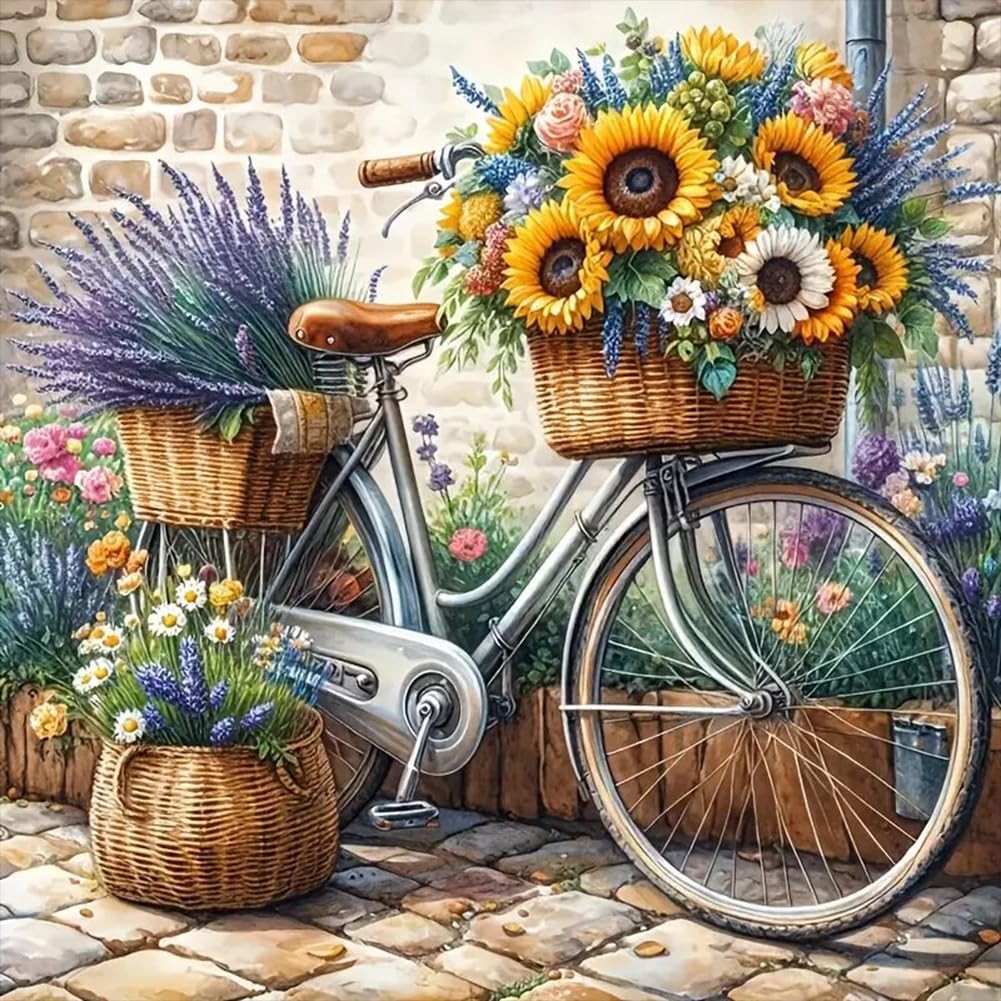 Anuver Diamond Painting Kits for Adults, Flower Bicycles Full Multicolor