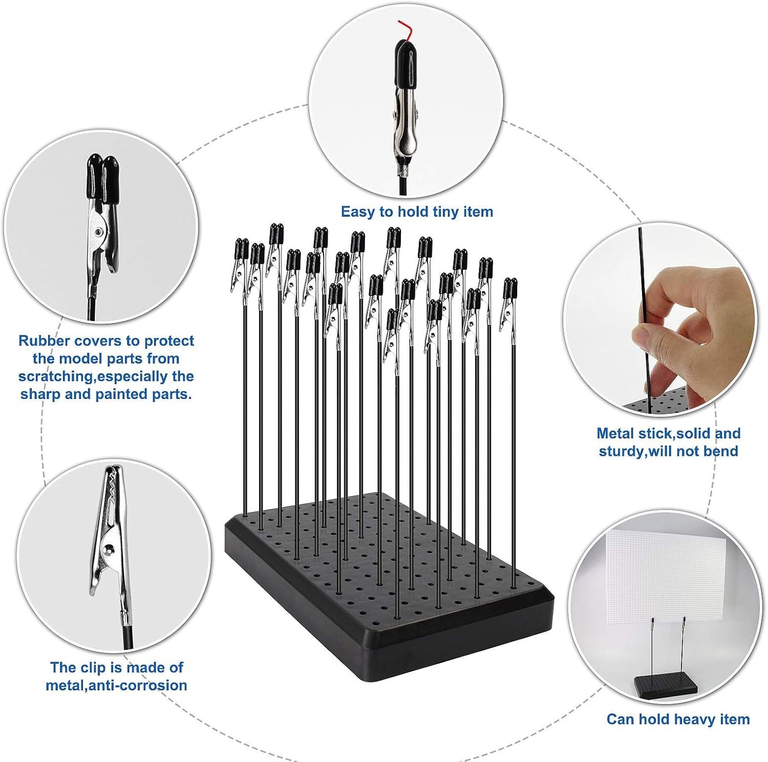 Model Painting Alligator Clip Sticks 20PCS with Stand Base 1PCS for Airbrush