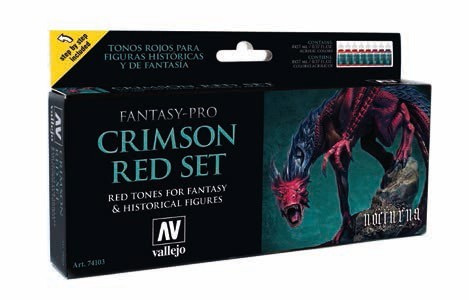 Vallejo Paint 74103 Crimson Red Fantasy-Pro Colors Paints (Set of 8)
