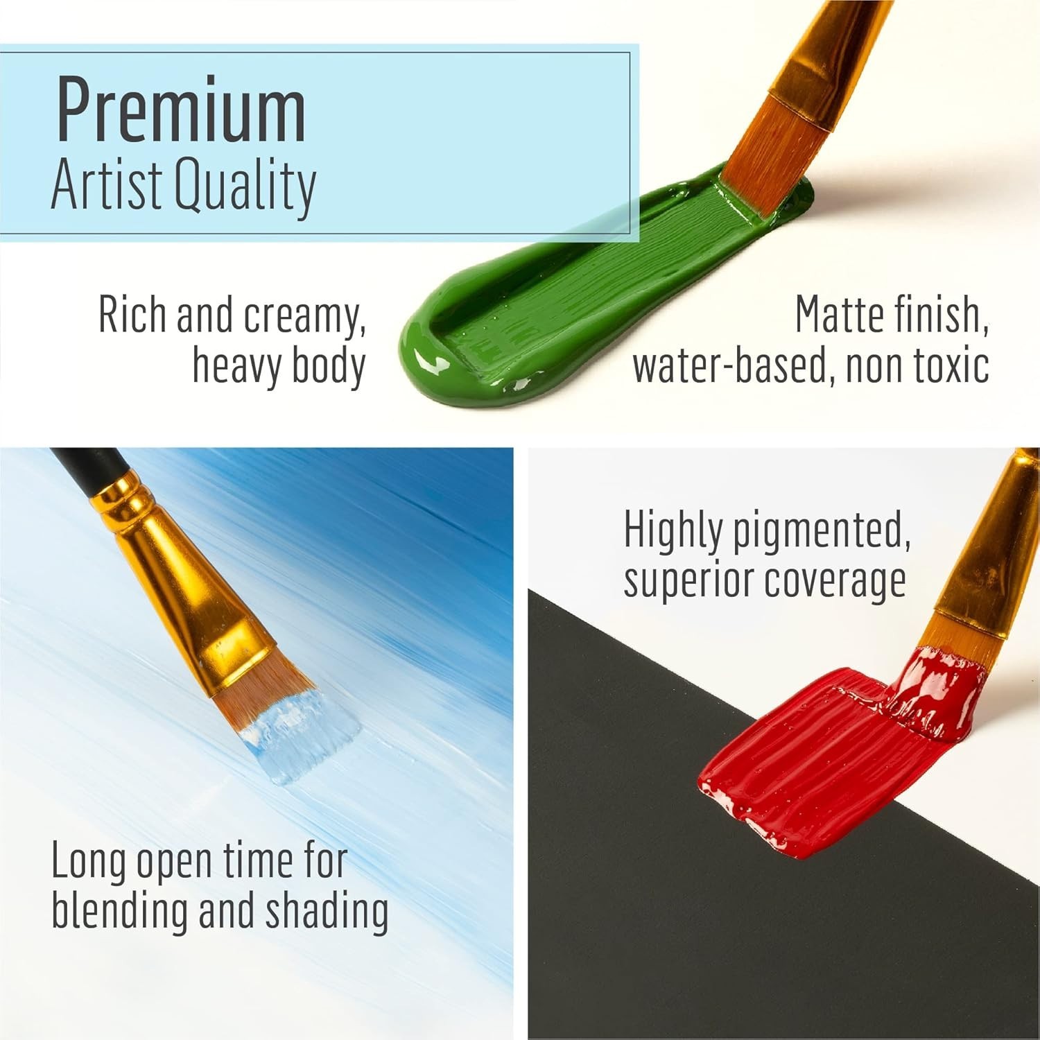2 oz Acrylic Paint, Pure Black, Matte, Water-Based, 2 Ounce (Pack of 1)