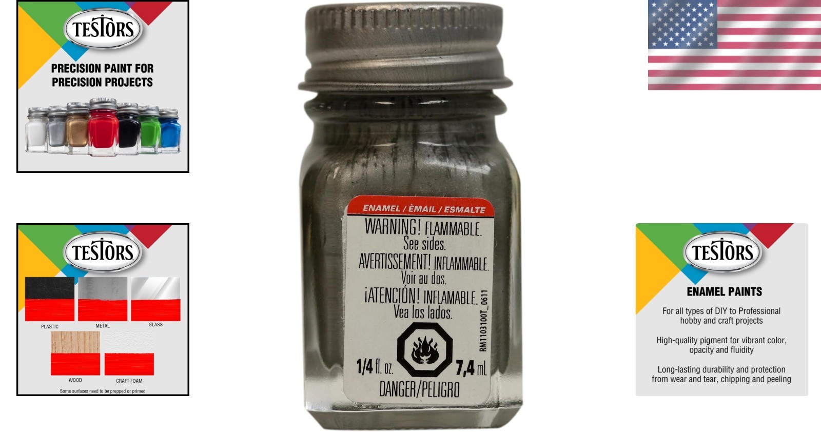 Multicolor .25 Fl Oz Steel Flat Enamel Paint for Artistic Creations