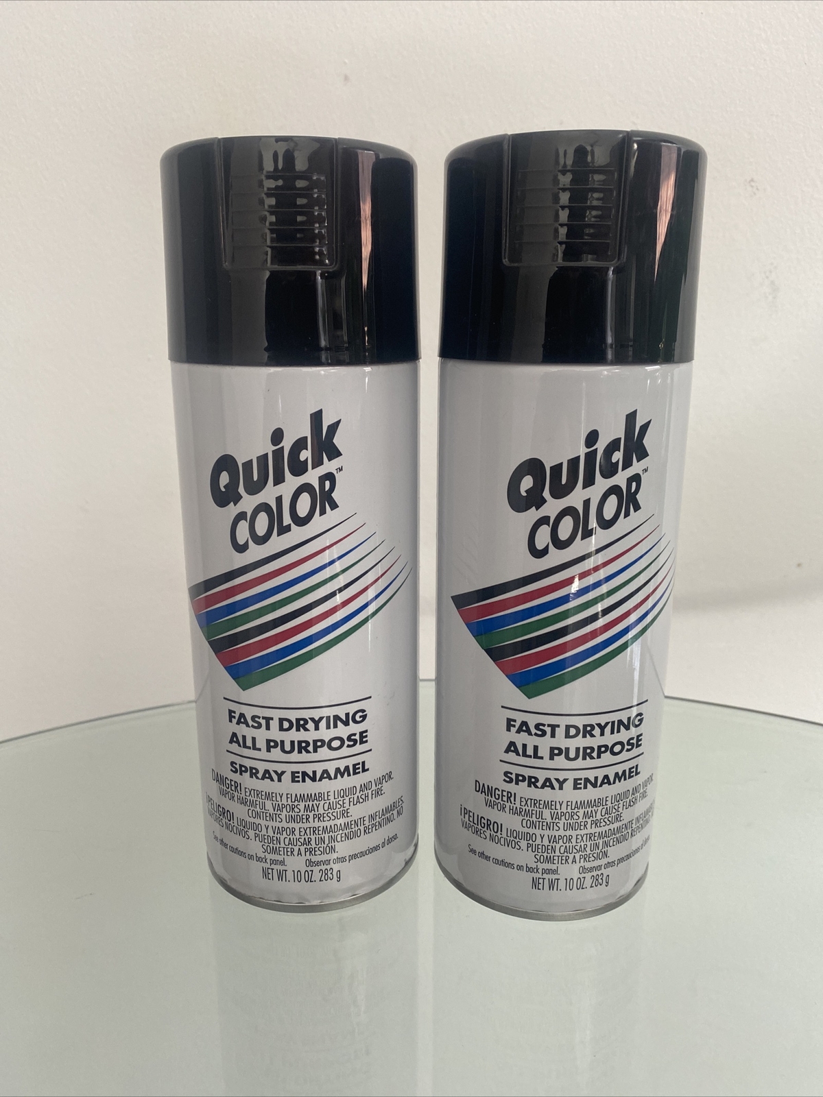 2 Quick Color Spray Enamel Gloss Black, Craft Paint & Modeling 10 oz New J28518