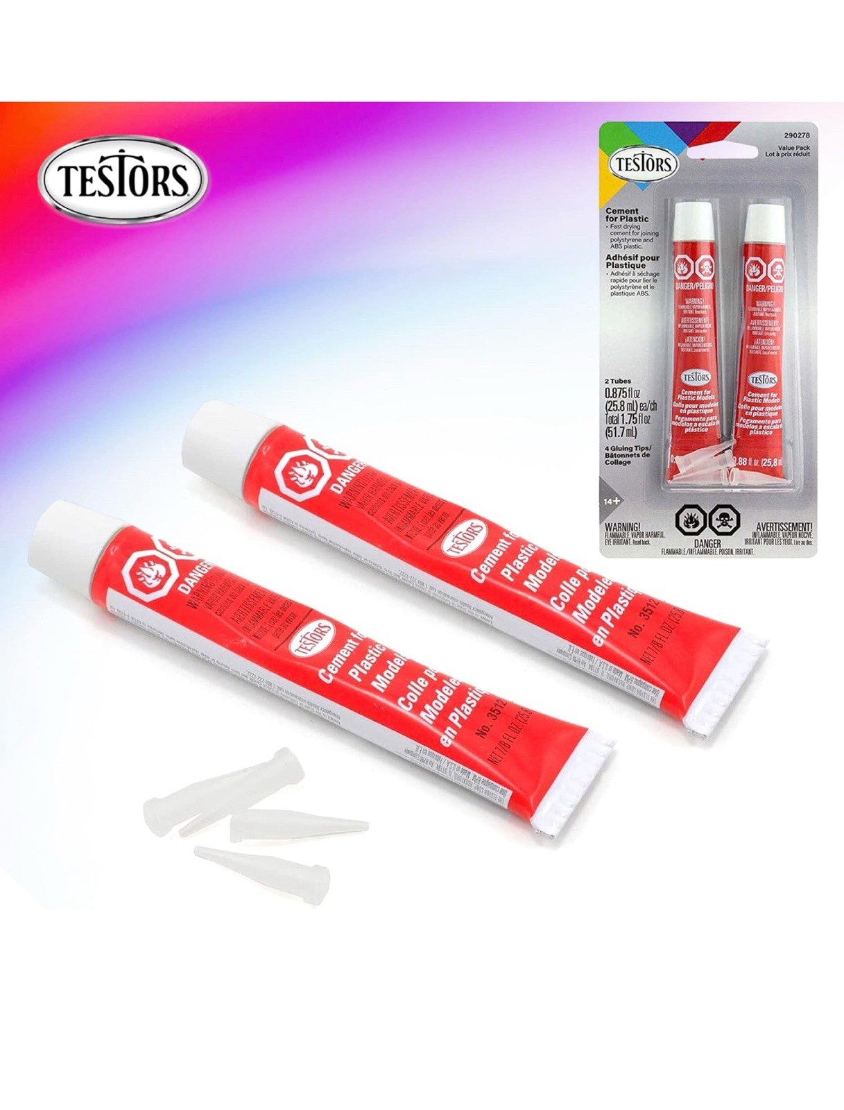 Testors Cement Plastic Model Glue Adhesive 2-Pack, 6 Fine Detail Miniatures P…