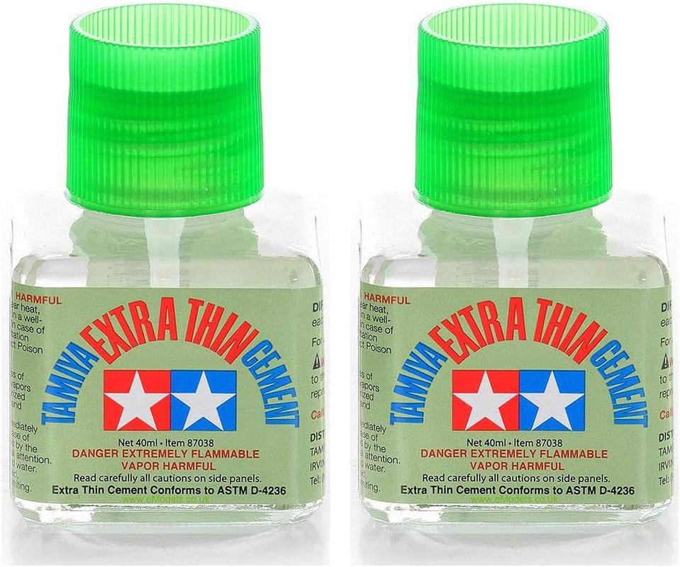 87038 Extra Thin Cement Glue Fine Tip 40Ml 2 Pack