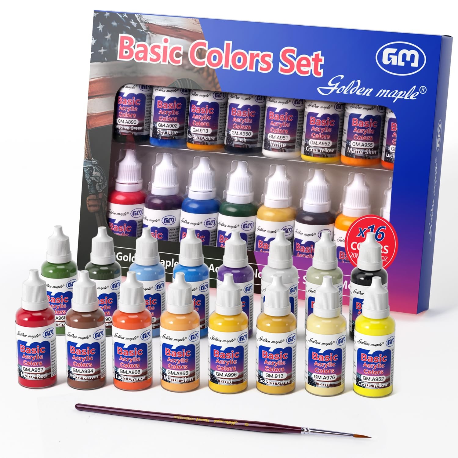 Basic Color Miniature Paints Set – 16 x 20ml Basic Colors Miniature Painting …