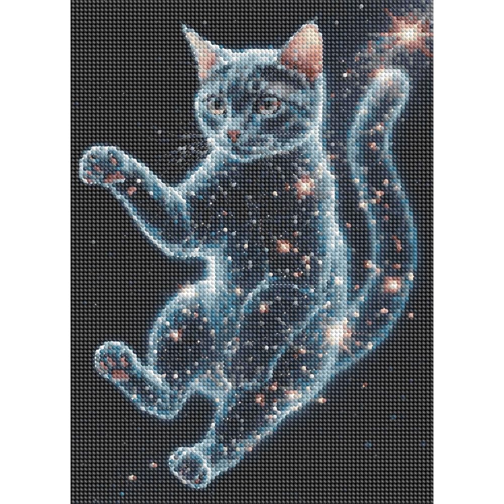 5D Diamond Painting Kit for Adults 12×16 Inch Full Drill Galaxy Cat Diamond Art