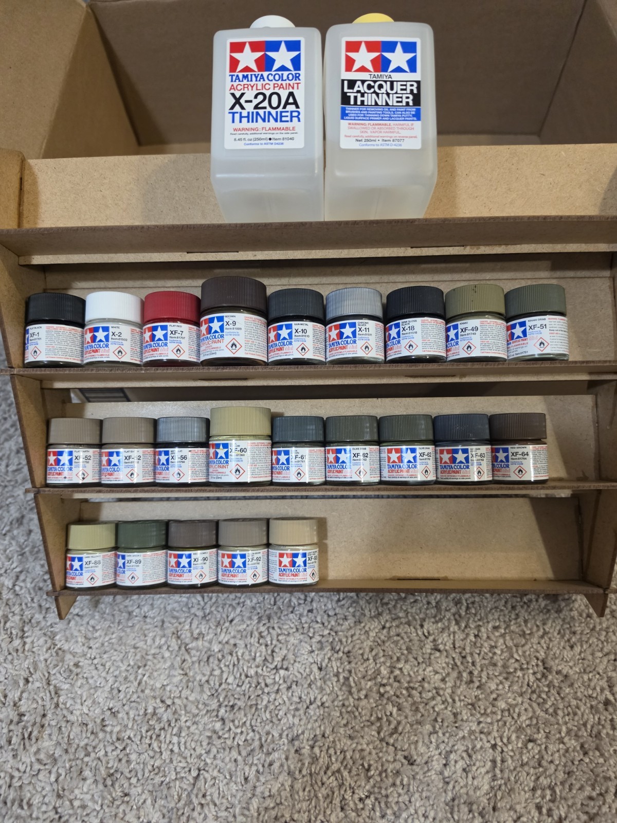 Tamiya Acrylic Paint and Thinners Lot of 26 Items New and Used