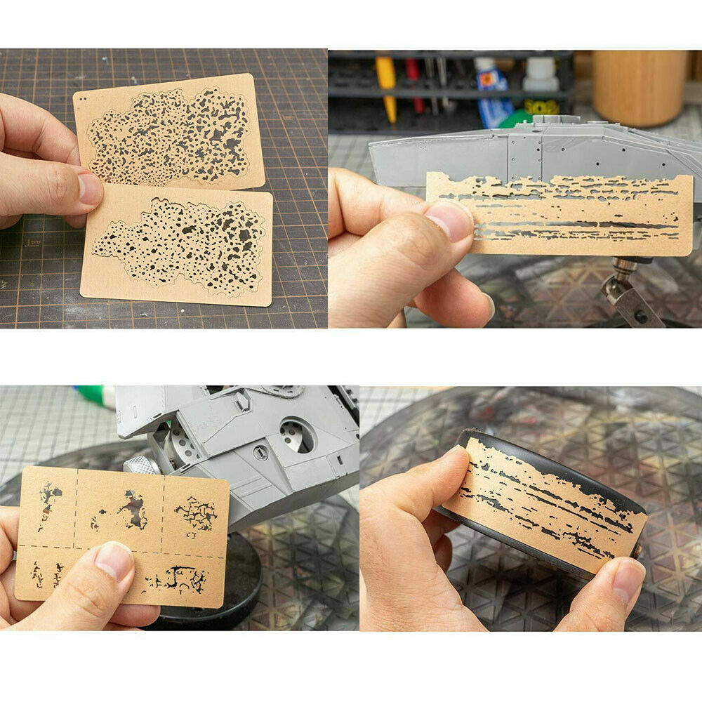 1/35 1/48 1/72 Scale Weather/Chipping/Mud Effects Airbrush Stencil Template Tool