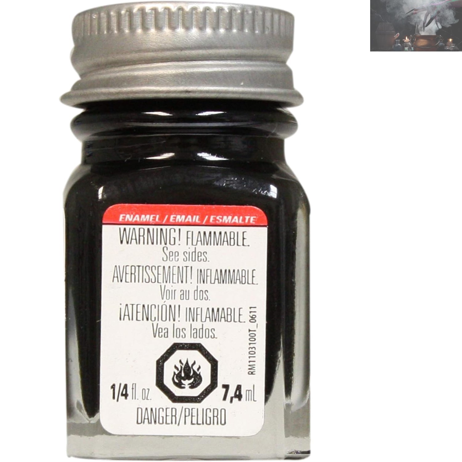 Versatile 0.25 Oz Semi-Gloss Black Enamel Paint for Wood, Metal & Plastic