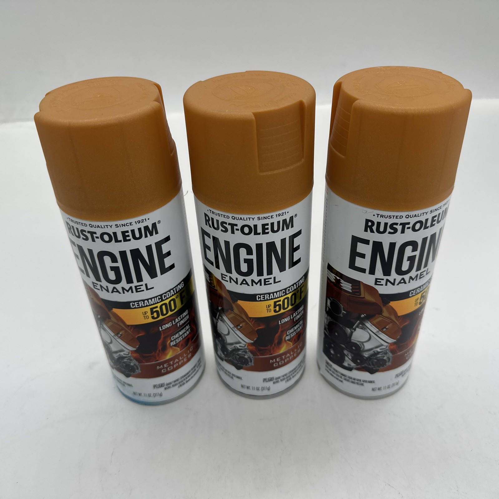 3x Rust-Oleum 257388 Engine Enamel Spray 11 Ounce – Metallic Copper