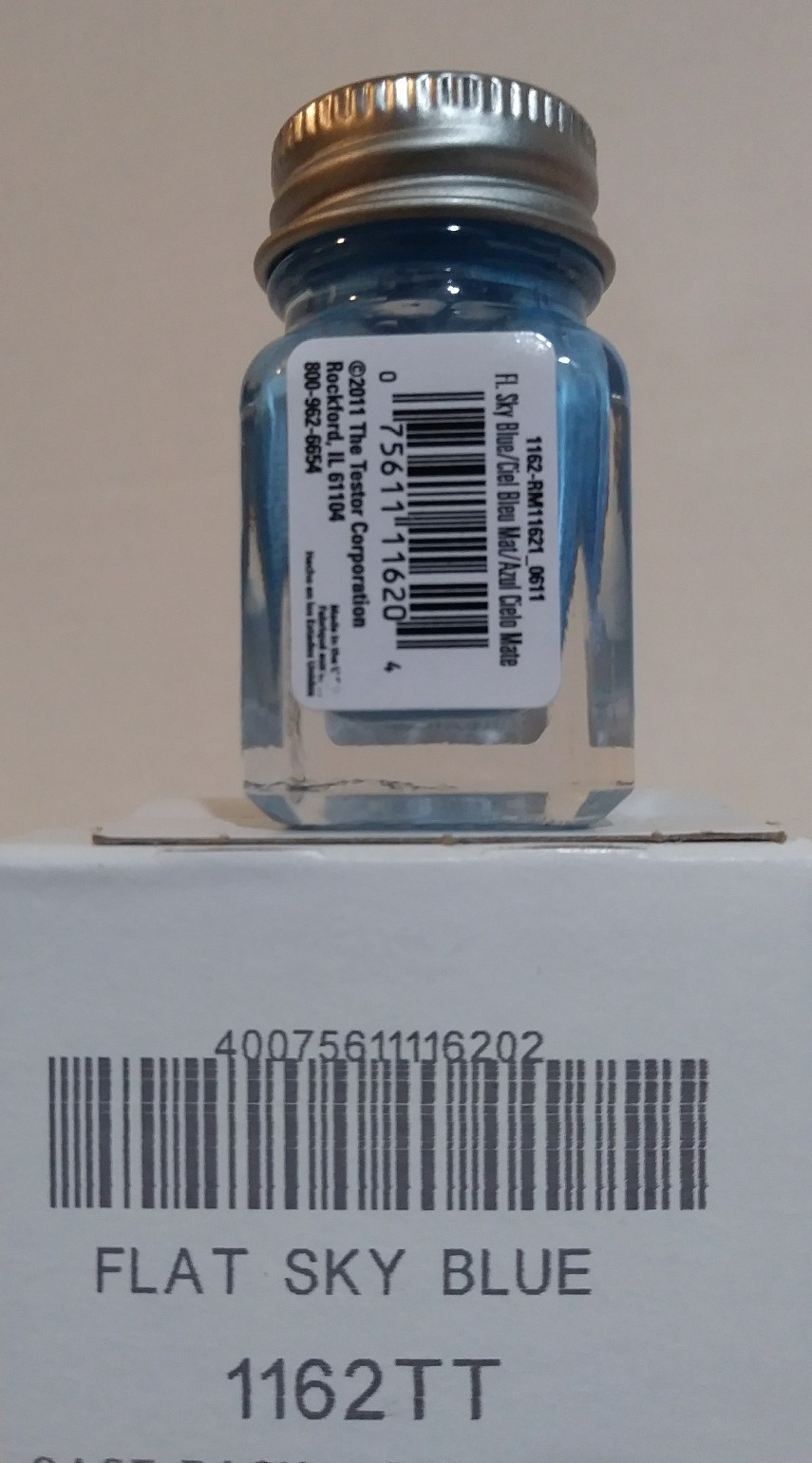 Testors Premium Paints 1162 TT, Flat Sky Blue.