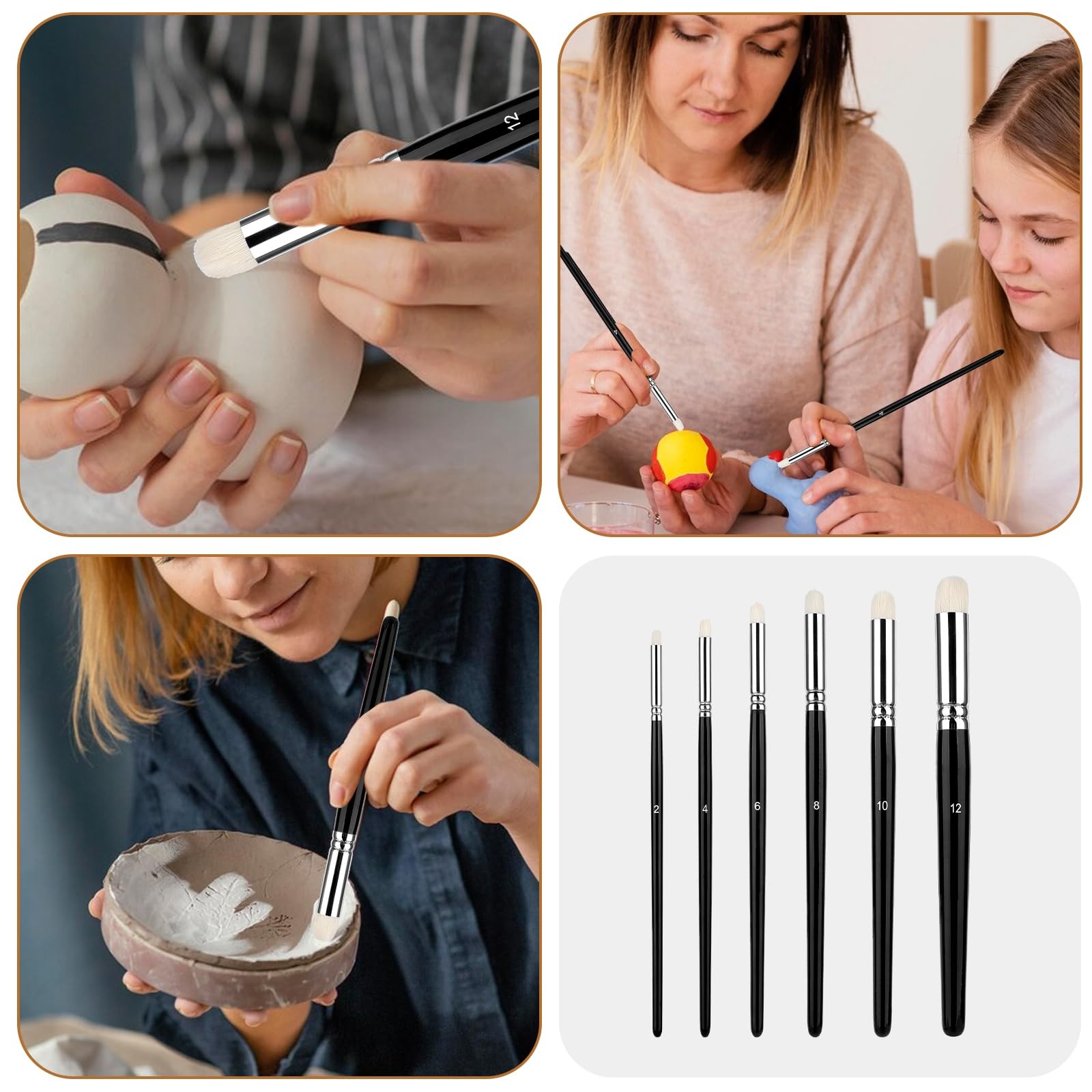 6 Pcs Dry Brush Set, Drybrush Set Round Detail Paint Brush for Model Ceramics…