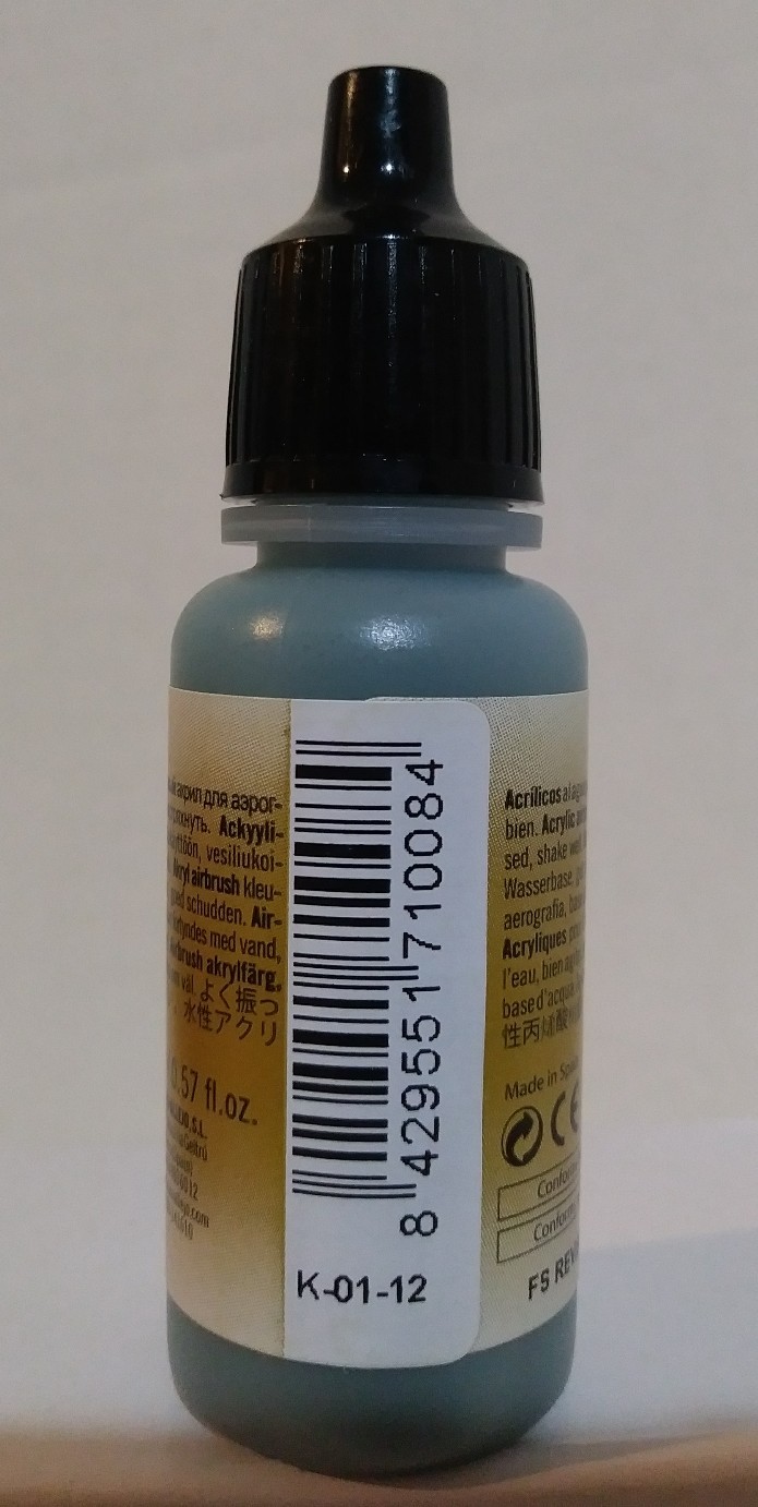 Vallejo Model Air acrylic paint 71.008, Pale Blue 17ml.