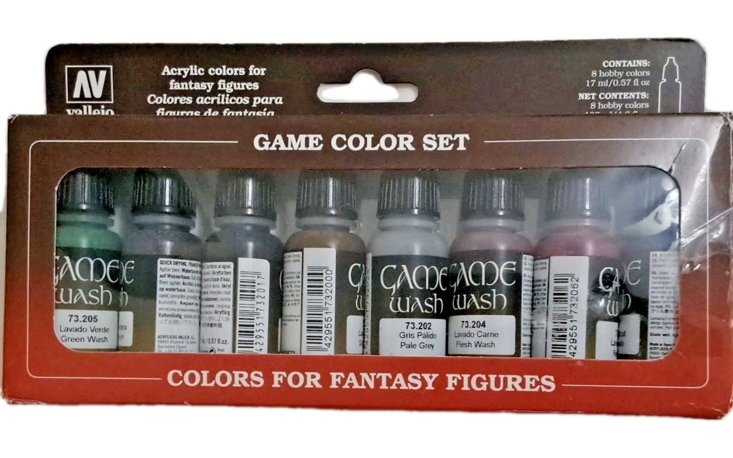 Vallejo 73998 Game Color Set of 8 Acrylic Paint For Fantasy Figures O.57 Fl Oz
