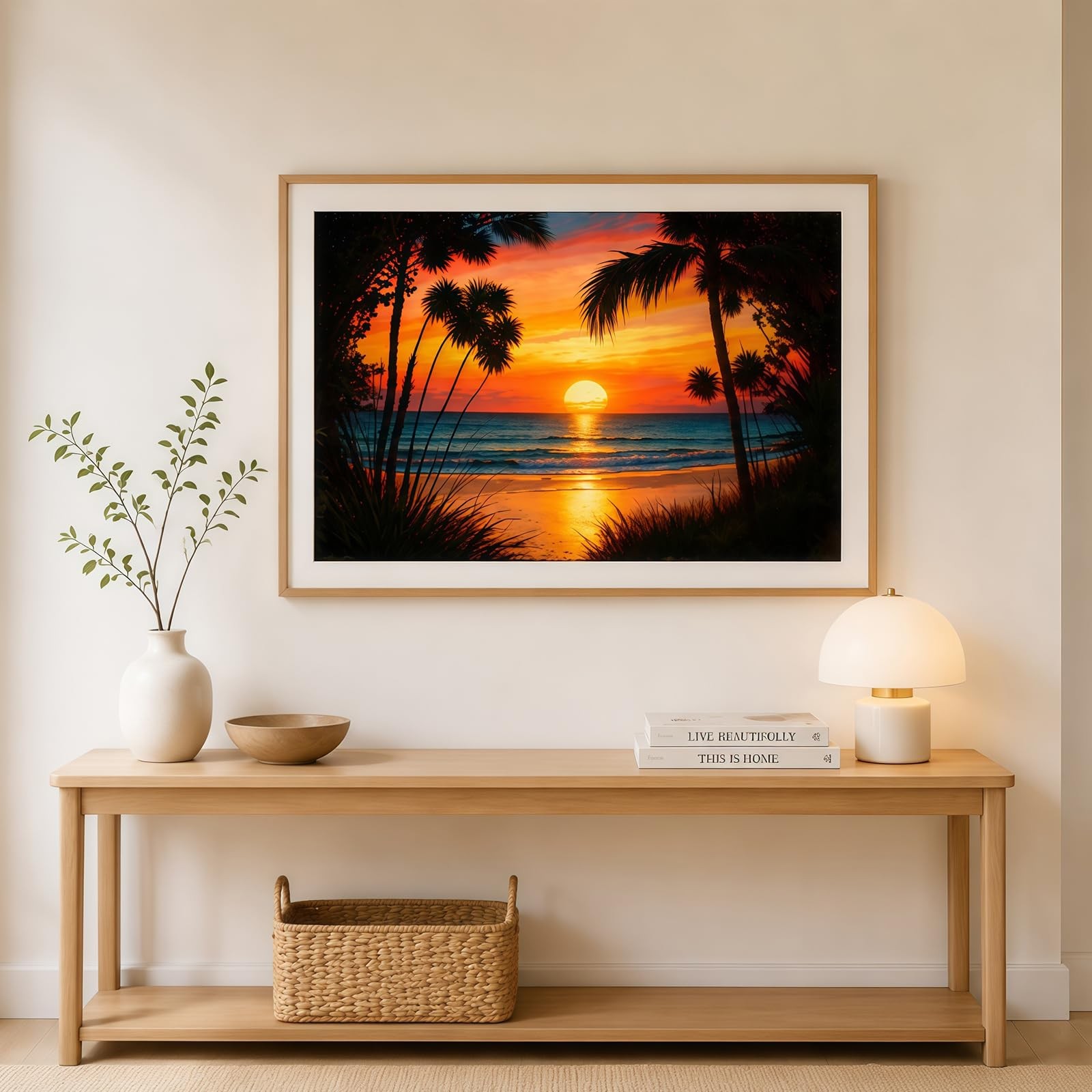 Beach Diamond Art Kits for Adults, 5D Full Drill Round Diamond Painting for Be,