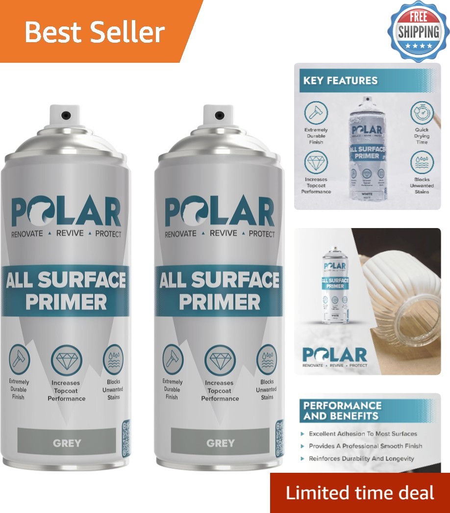 Versatile 2-Pack Matte Gray Primer Spray – Ideal for Any Surface Coating Needs